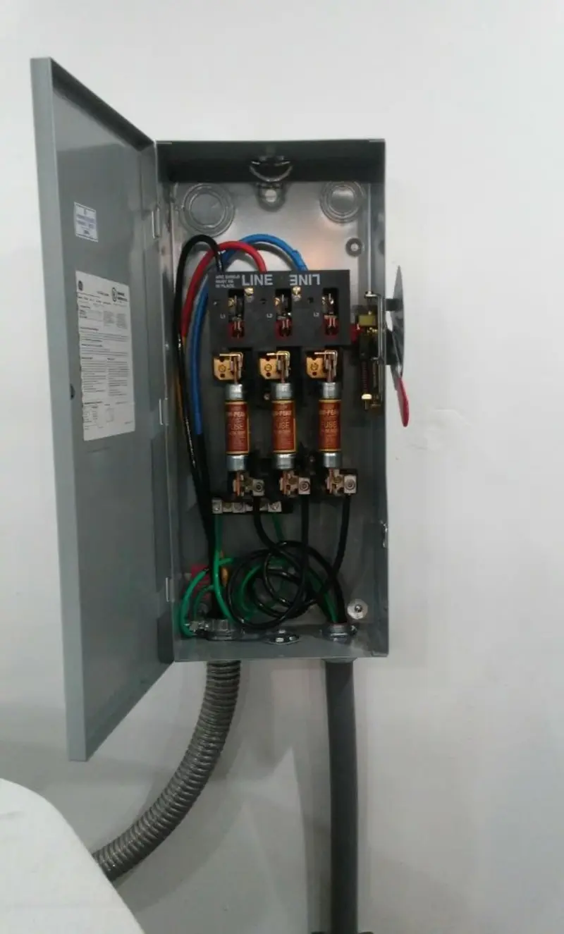 Three-phase disconnect switch installed for Electrical Wiring & Rewiring in Cannon AFB
